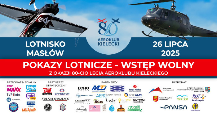 Plakat obchodów 80-cio lecia Aeroklubu Kieleckiego